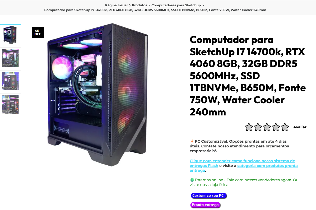 computador ideal para sketchup configuração de PC ideal para Sketchup