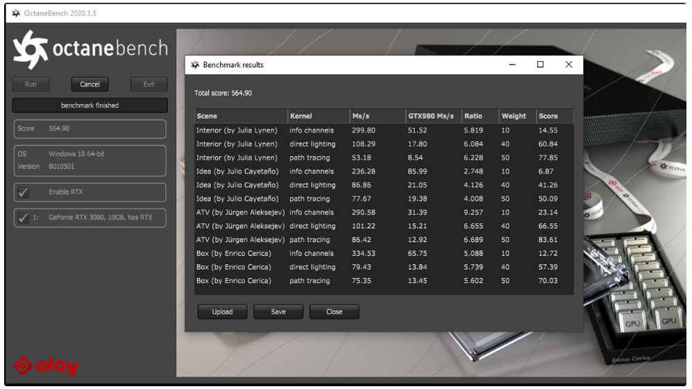 octane bench em benchmarks usando softwares de 3D