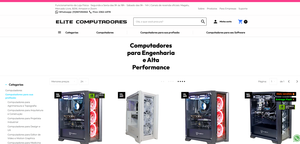 Categoria completa de computadores para engenharia na Elite