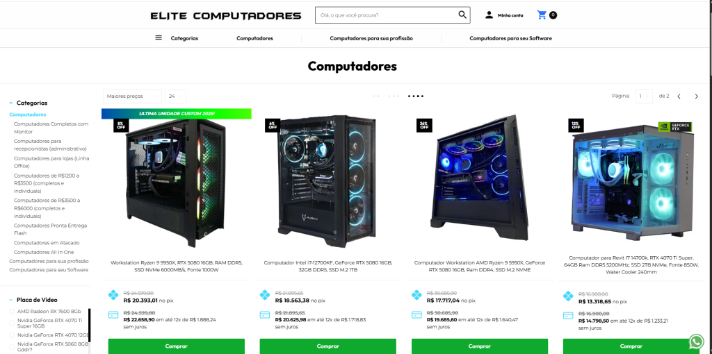 Computadores mais potentes da Elite por Preço (Mais caros)