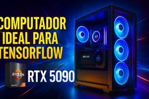 omputador ideal para TensorFlow, pc para deep learning 2025, Ryzen 9 9950X3D IA, RTX 5090 para machine learning, estação para TensorFlow, melhor configuração para IA, workstation para treinamento de modelos