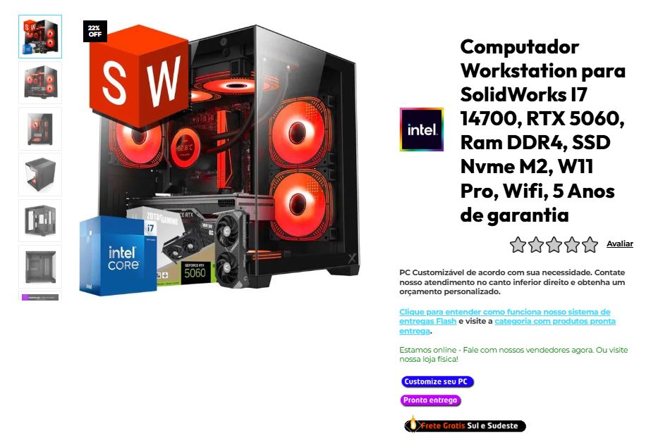 Computador sugerido para trabalhar com SolidWorks