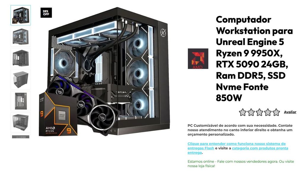 Workstations de altíssimo desempenho para renderzações pesadas usando Unreal Engine e VFX 
